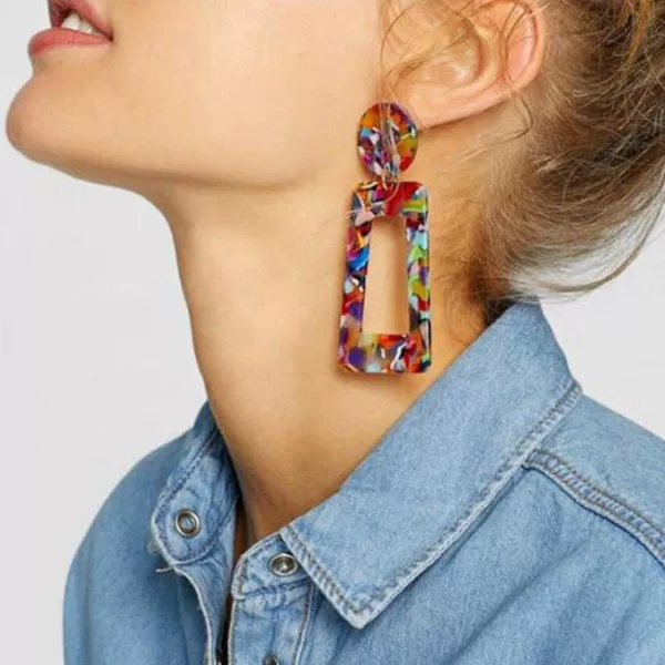AliExpress explosions color acrylic earrings without earholes cross-border e-commerce hot women's simple ear clip jewelry wholesale