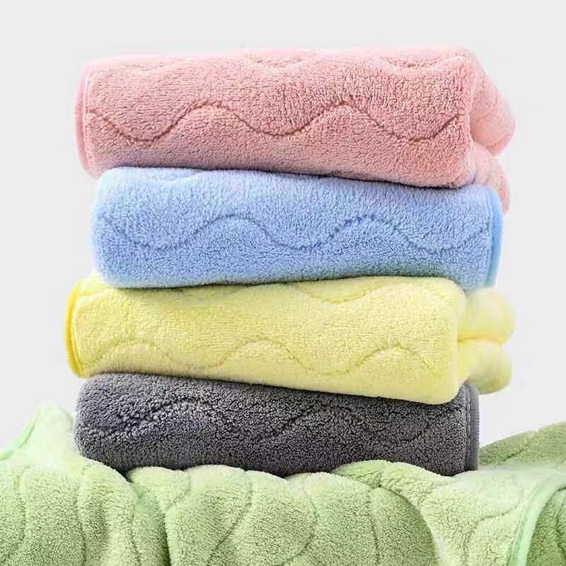 Thickened Wavy Coral Fleece Towel in Macaron Colors, Soft and Absorbent Face Towel, Quick-Dry Head Wrap, Hair Drying Towel