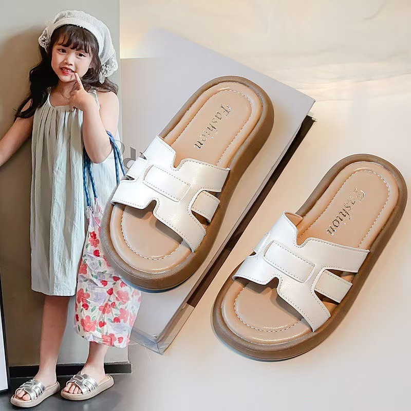 女の子用スリッパ、夏の新しいスタイル、女の子用滑り止めスリッパ、中型および大型の子供用多用途子供用アウトドアウェアソフトソールサンダル|undefined