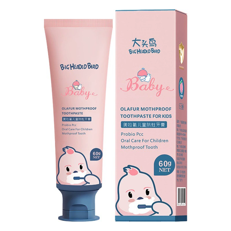Детская зубная паста Big Head Bird Orafluor для детей от 1 до 12 лет, с низким содержанием фтора, против кариеса, с фруктовым вкусом, оптом, специальное предложение для детей.