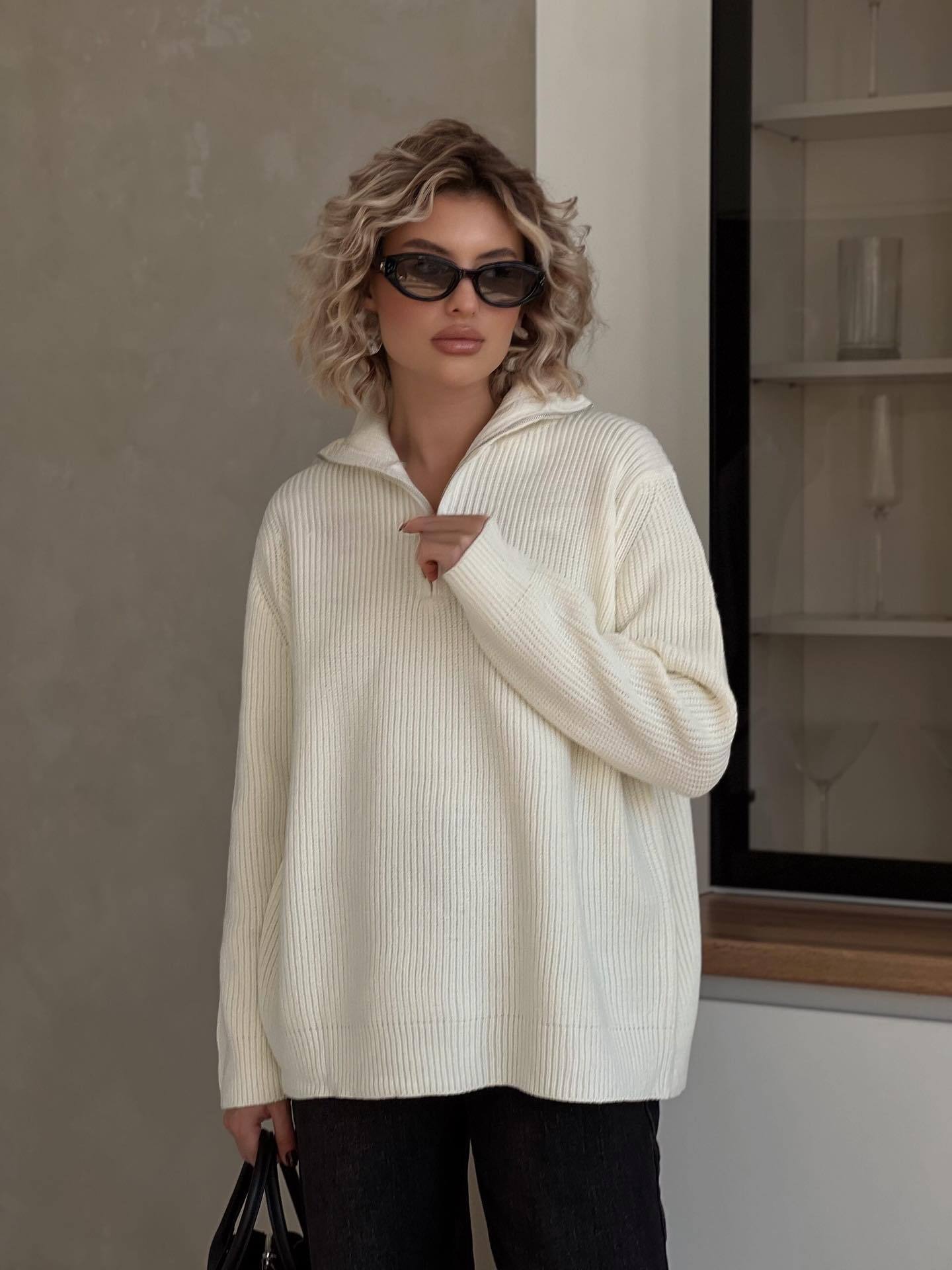 Pull minimaliste unisexe en coton bio à maille drop-stitch_voghion.com