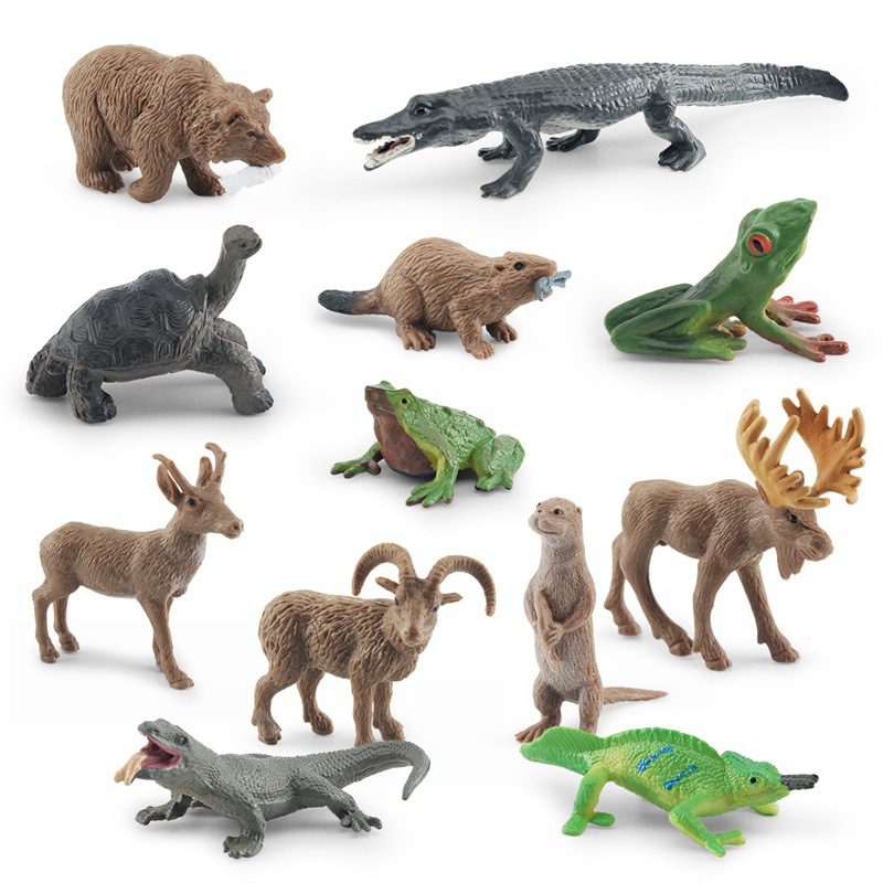 Simulación transfronteriza animal forestal modelo puma norteamericano cobra rana árbol elefante tortuga elefante orangutan juguete ornamental