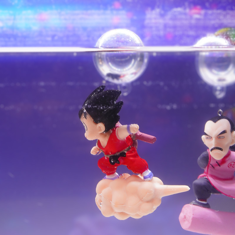Azul Graso Dibujos Animados Buceo Rana Hombre Pecera Paisajismo Adorno Somersault Nube Wukong Tanque Pequeño Micro Paisaje Pêssego Blanco
