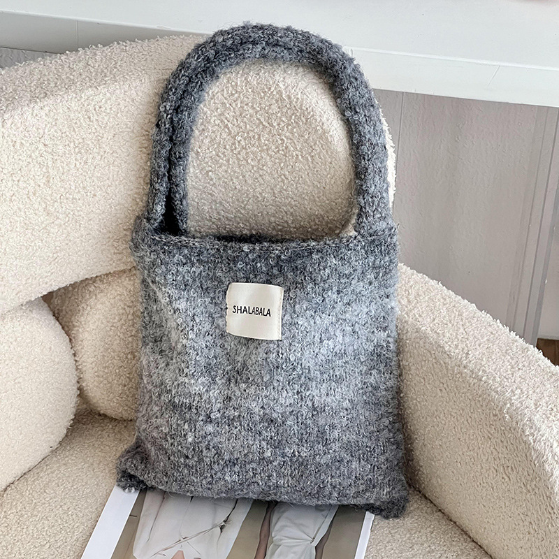 Bolso cuadrado pequeño bolso de mujer gradiente retro lujo ligero nicho diseño bolso de lana de punto nuevo bolso de hombro