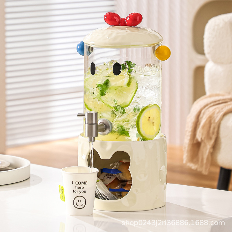 Glass Cold Water Kettle with Tap Large Capacity Summer Household High Temperature Resistant Cold Water Kettle suit Fruit Tea Juice Drink Bucket Glass Cold Water Kettle with Tap Large Capacity Summer Household High Temperature Resistant Cold Water Kettle suit Fruit Tea Juice Drink Bucket