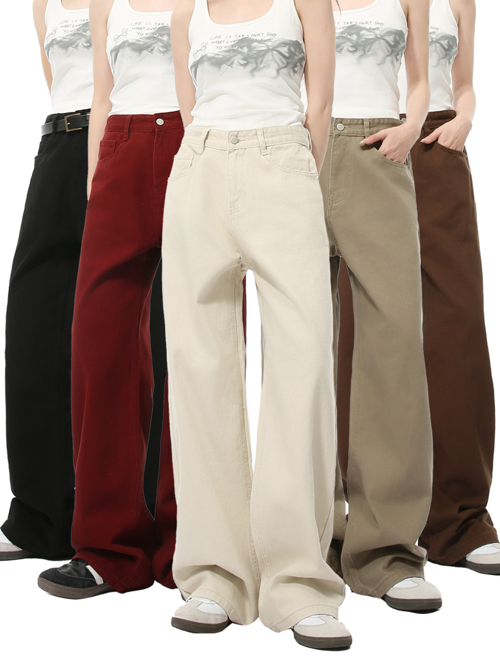 MTLCLOTHES Hombres| Nuevos productos de otoño coreanos de color sólido básico delgado y suelto jeans casuales