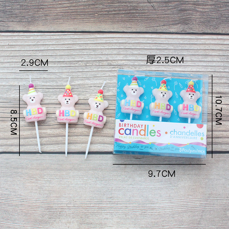 Vela de cumpleaños de dibujos animados al por mayor popular fiesta de flores oso dinosaurio donut cara sonriente vela de pastel para niños