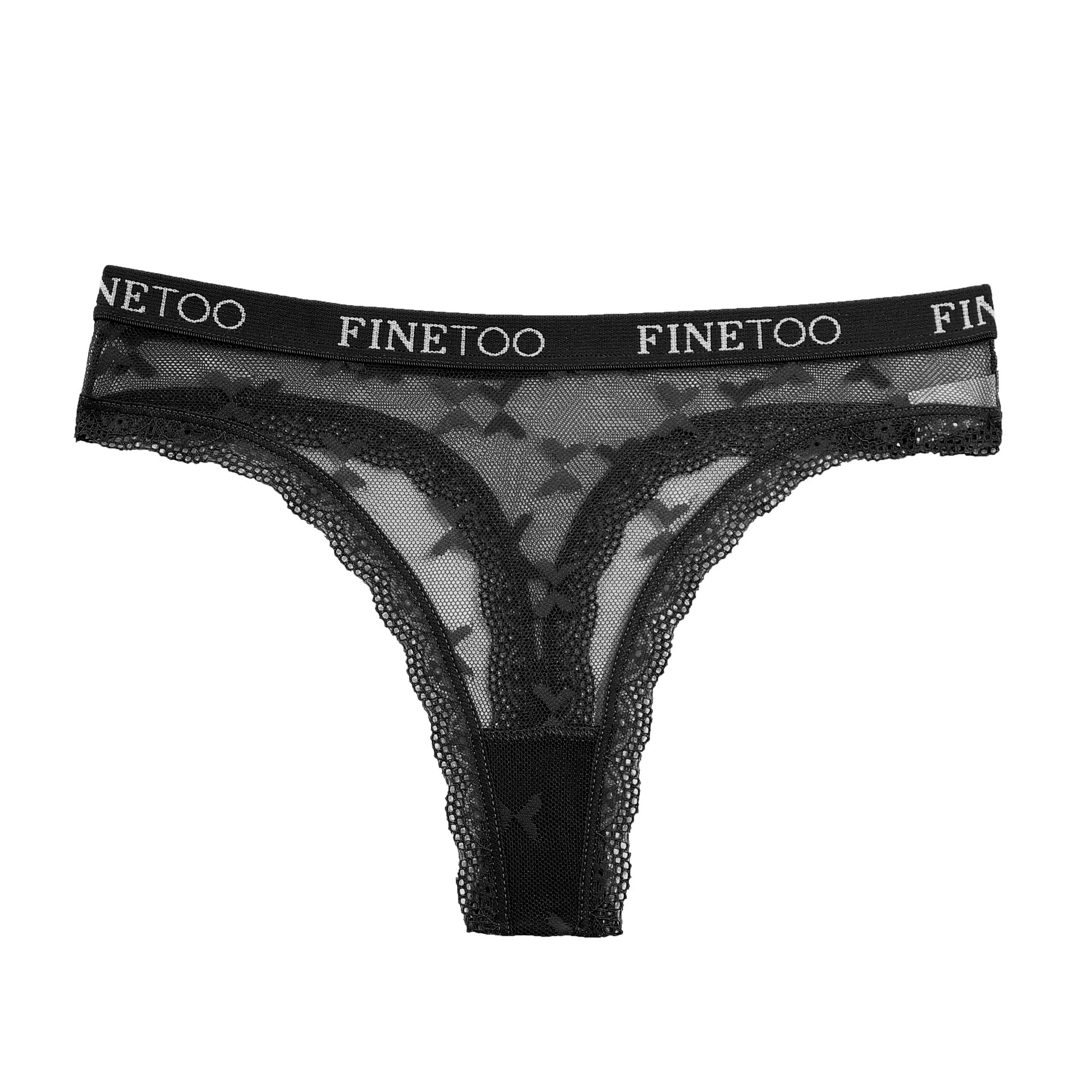 Слика (Finetoo) низкая талия кружевной бабочковый рисунок, полупрозрачная сетка, женский размер S–XL