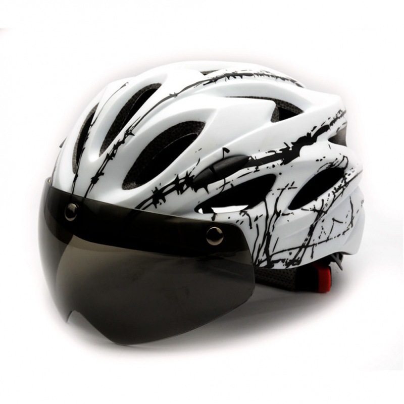 自行车头盔山地公路风镜一体成型骑行男女安帽单车装备外卖代驾