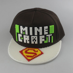 小顆粒樂高DIY拼圖平沿嘻哈帽定製logo街舞廣告純色光板嘻哈帽子