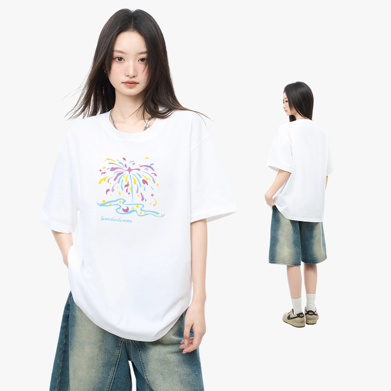 Pure Cotton American-Style Printed T-Shirt for Small People, Unisex, Summer Round Neck, Loose, Casual, Short-Sleeved, Versatile Top