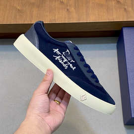 广州货男士欧洲站小白鞋新款牛皮拼接帆布透气时尚休闲板鞋