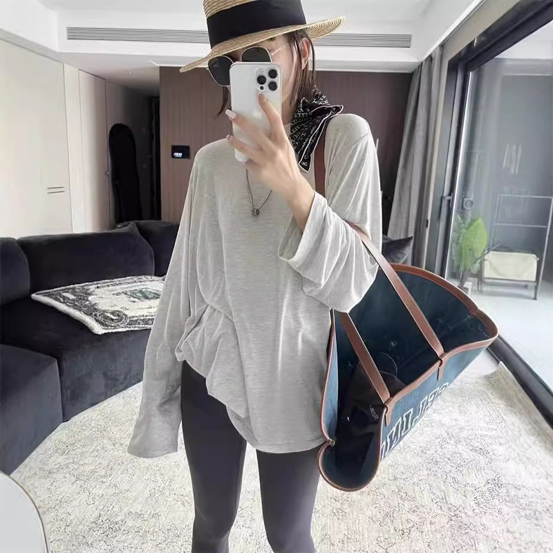 Kylie Kim Kardashian Boyfriend Loose oversized Modal Long Sleeve T-Shirt