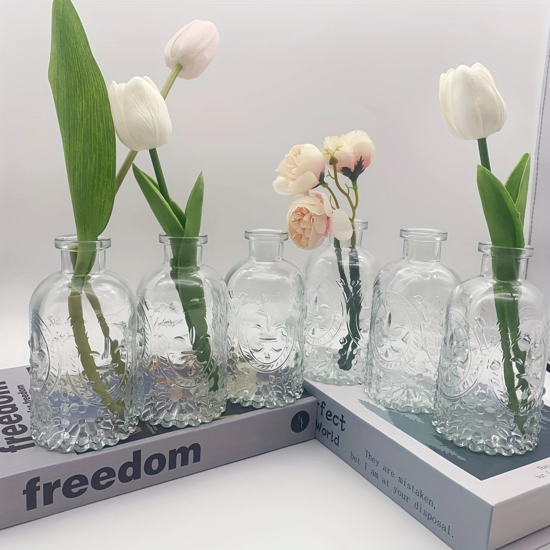 Madrid retro vasos de vidrio transparente ins feng shui cultivo de plantas flores flores secas decoración para el hogar