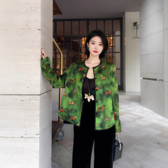 南油批发新中式正反两面穿真丝丝绒拼人丝香云纱提花长袖女式外套