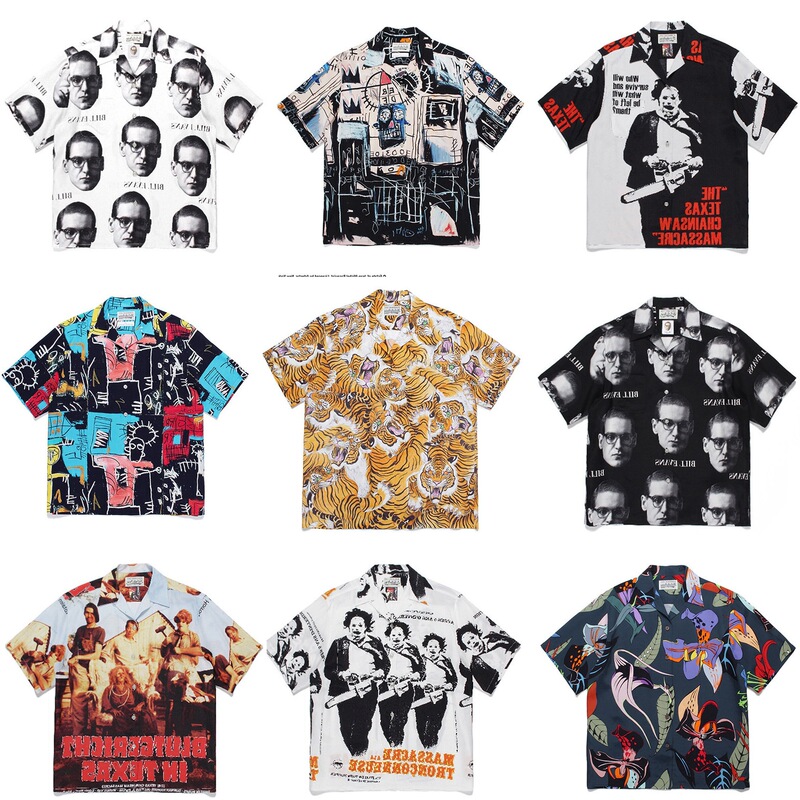 Cross-Border Wacko Maria Full Print Shirt Street Loose Hawaiian Vacation Style Short-Sleeved Shirt