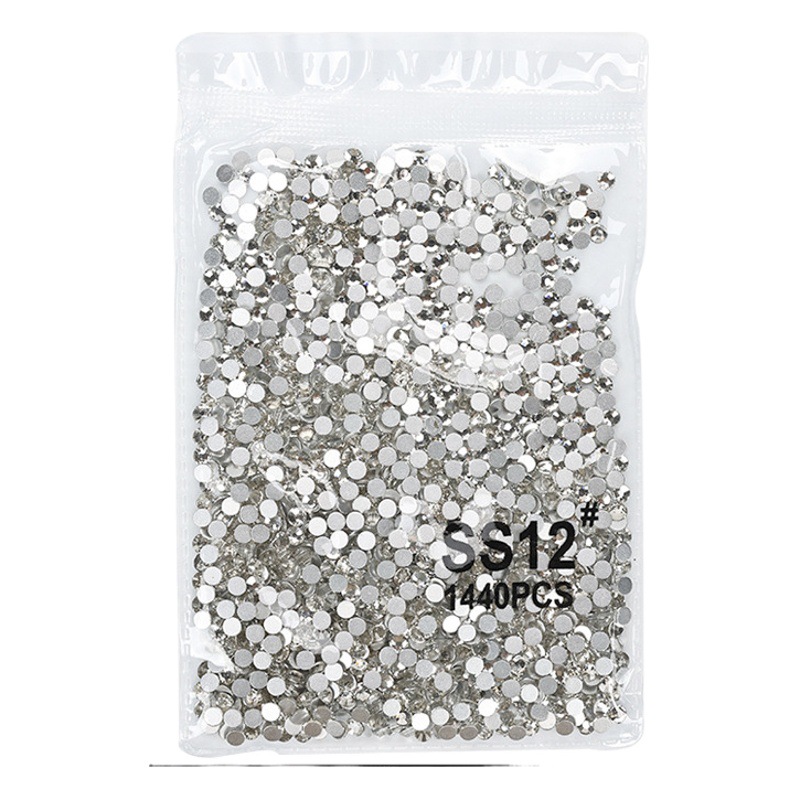 1440 uñas arte plano transparente diamante blanco Super Flash checa diamante austriaco AB color tamaño uñas accesorios decorativos de diamantes al por mayor