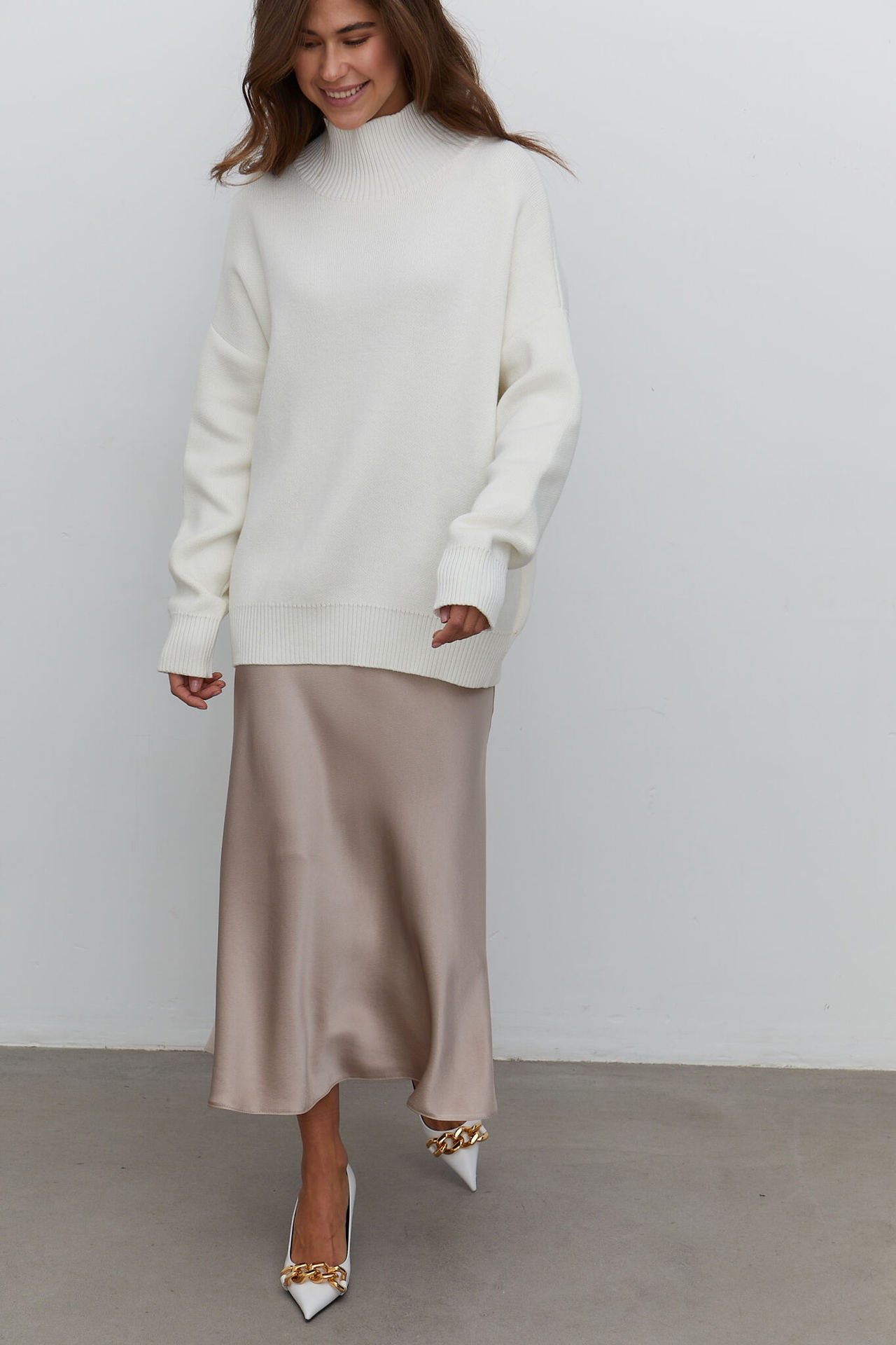 Pull tricoté à col semi-haut de couleur unie pour la mode automne-hiver, pull chaud simple et ample_voghion.com