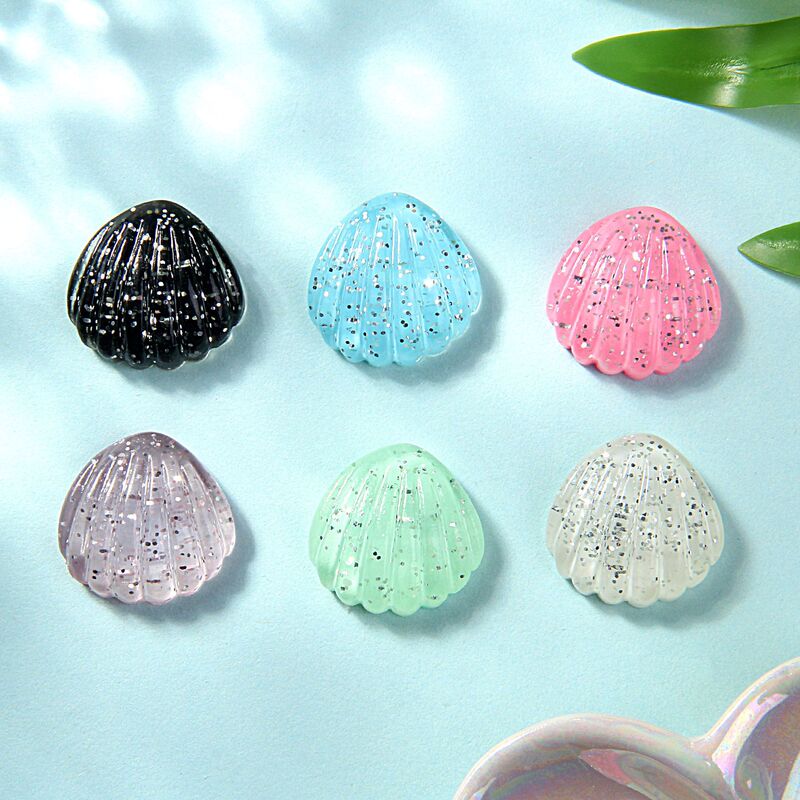 glitter imitation shell resin accessories ocean series diy mobile phone case accessories children's headdress accessories accessories