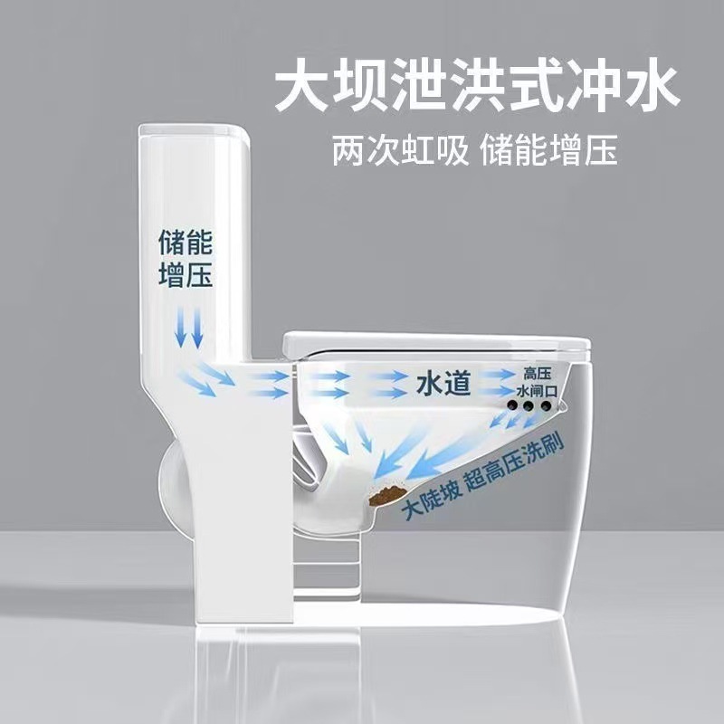 新款酒店家用马桶大坝泄洪式冲水无凹槽单孔大口径防溅水排污坐便|undefined