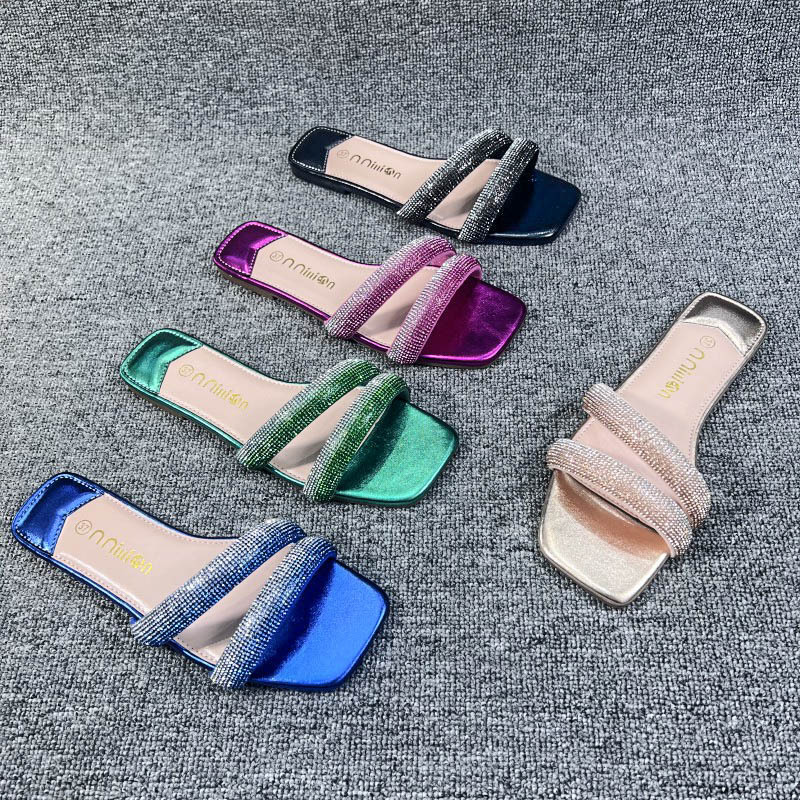 Women's Casual Color Block Square Toe Slides Slippers display picture 1