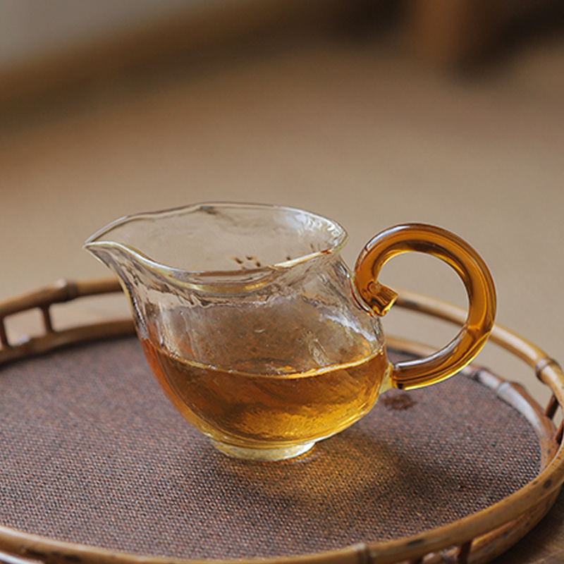 日式玻璃公道杯 錘紋玻璃公杯創意勻杯分茶茶海 核桃公杯