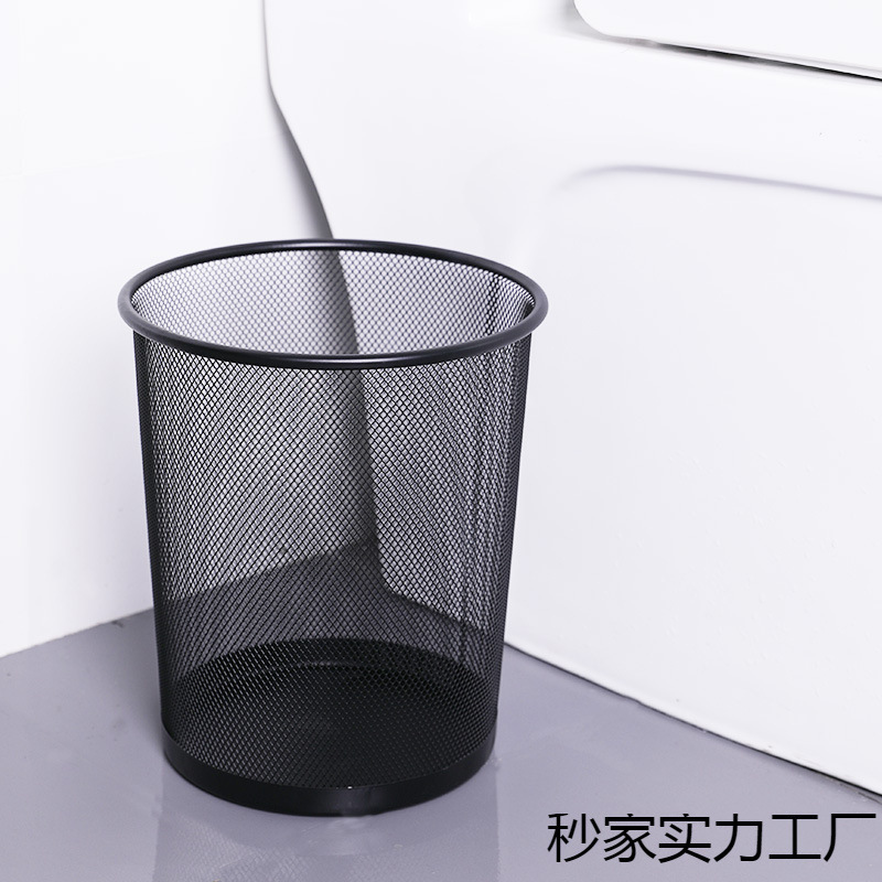 Wrought Iron Wastebasket for Home Use, Large, Medium, and Small Sizes, Metal Mesh Round Lidless Storage Bin for Office Waste