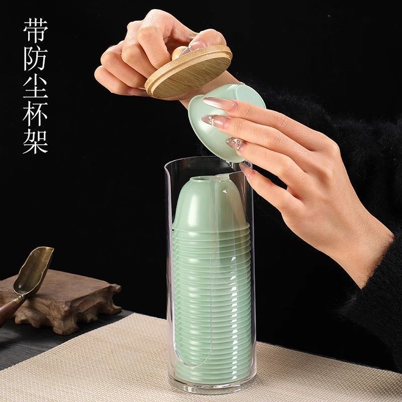 高級模造翡翠使い捨てカンフー茶カップ、厚みのある火傷防止茶カップ、ビジネスおもてなしティーカップ、ティーセット|undefined