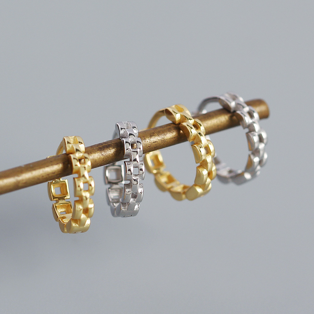 Fashion Geometric Silver Earrings Hollow Out 925 Silver Earrings