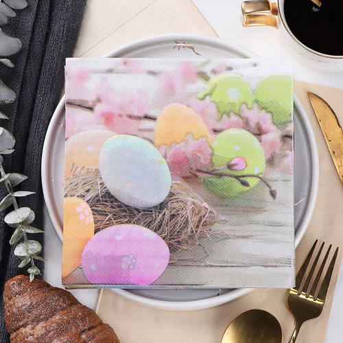 Factory direct supply of new colorful egg printed napkins wholesale Castle Western place mats table napkins wholesale