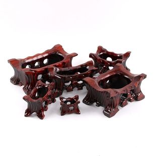 Taishan Stone Base with Solid Wood Groove, Irregular Pebble Groove Ornament Stand