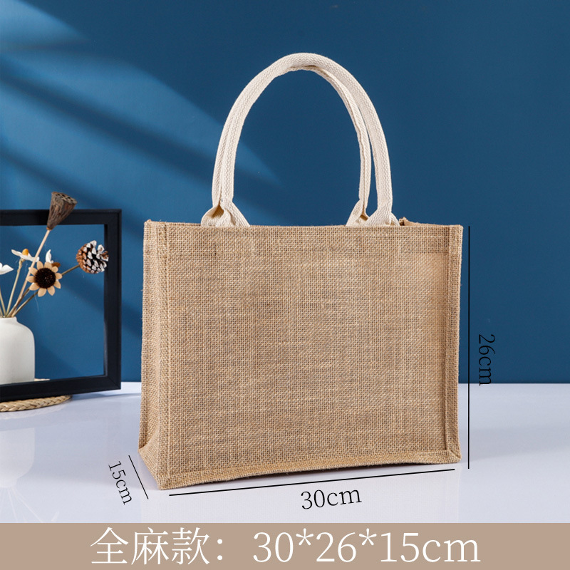 Bolsas de lino personalizadas Renacimiento DIY bolsa de compras de yute Bento impermeable gran capacidad no impresa bolsa de lino image 26