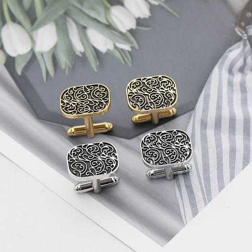 Factory direct sales cross-border Wish European and American creative versatile floral striped men's French shirt cufflinks accessories