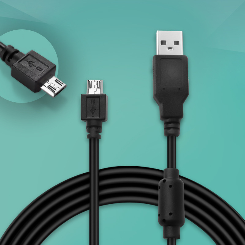 PS4 manejar cable de carga V8 cable de datos micro5p cable de datos 1,8 m anillo magnético negro con certificación CE