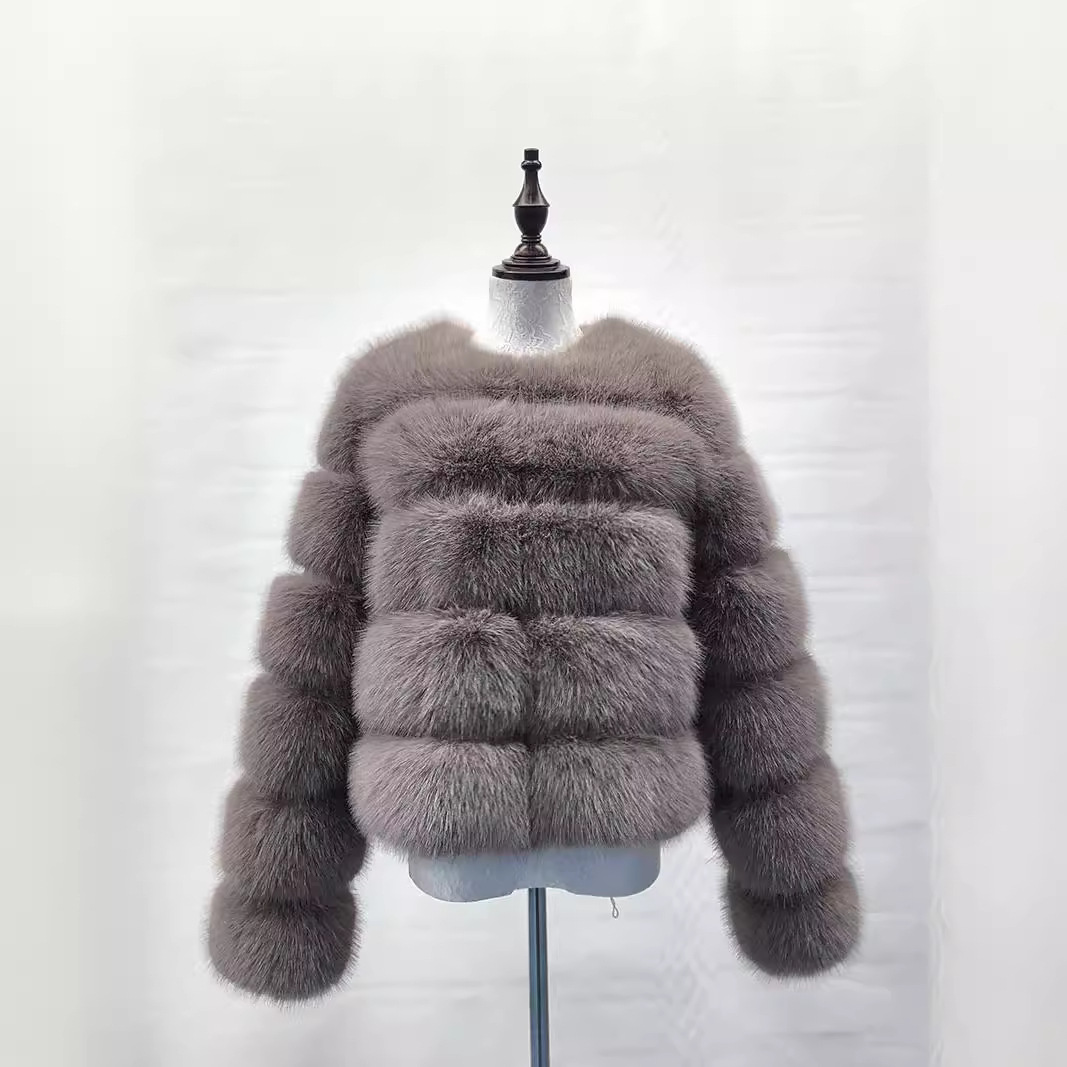 Women’s Clothing Fur Splicing Fur Coat Women’s Style Casual Long Sleeve Winter Warm Fur Coat