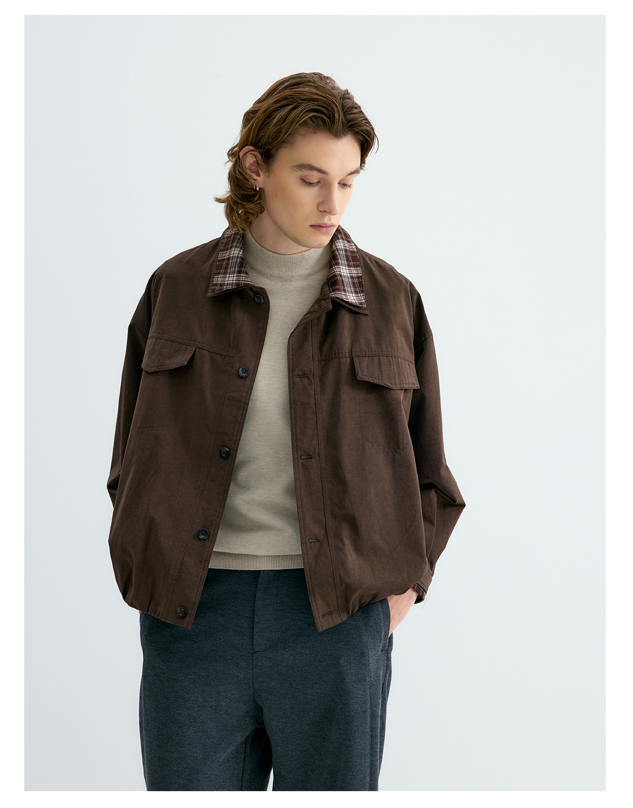 UNF Plaid Layered-Look Oversized Jacket