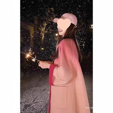 韩剧加厚渐变色宽松呢外套女冬季中长款赫本风洋气呢子大衣新款潮