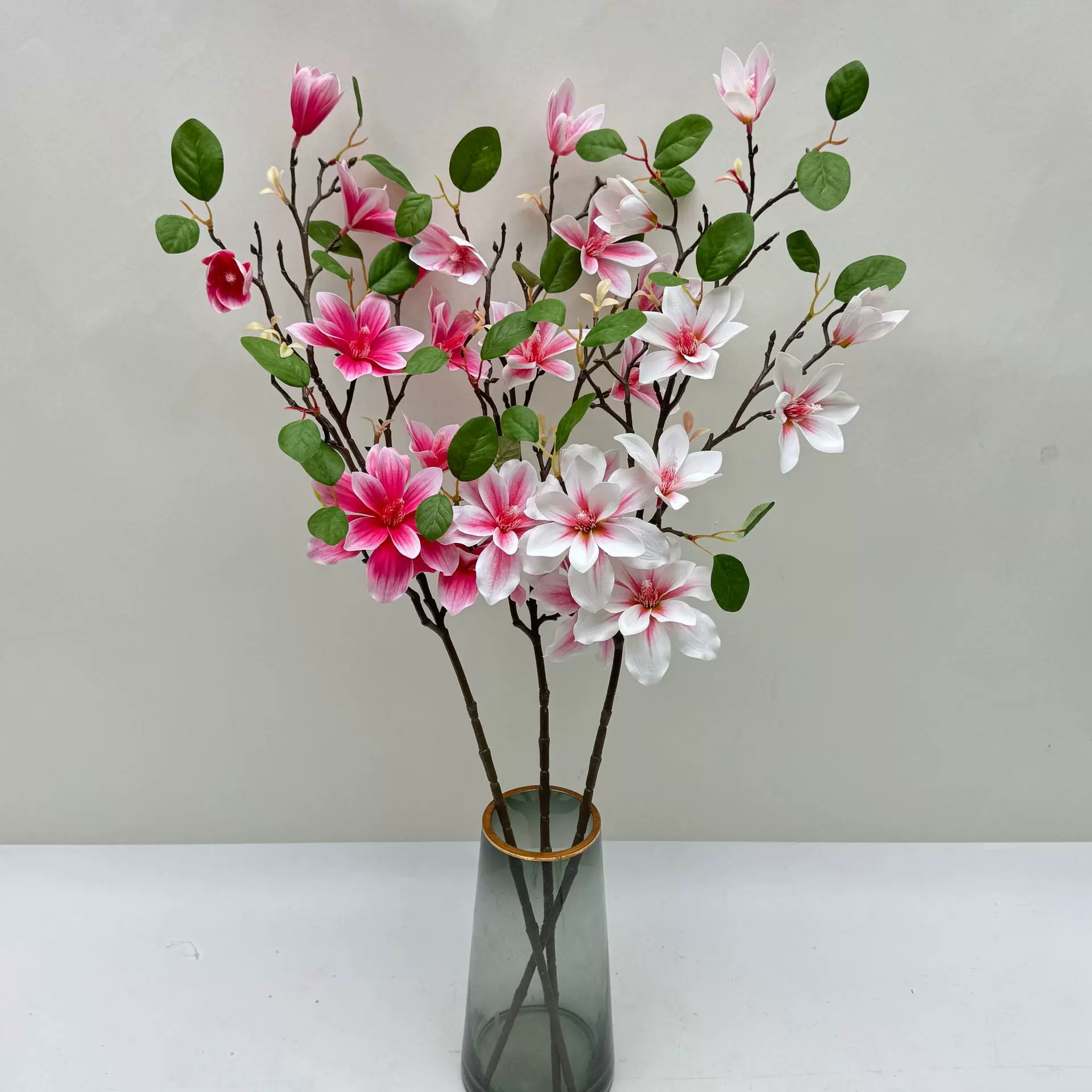 高仿胶片手感玉兰花仿真花假花装饰客厅玄关餐桌摆件塑料装饰花卉