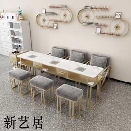 轻奢带插座大功率吸尘器美甲桌椅套装特价经济单双三人美甲台全套