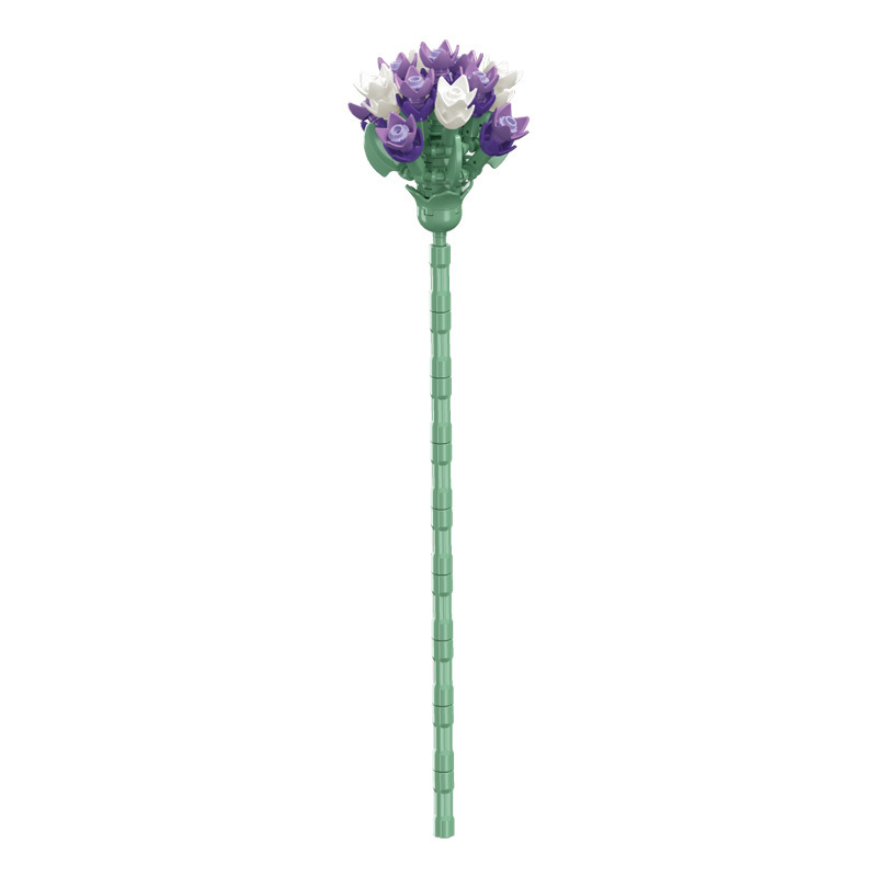 钻马积木花永生花束抱抱桶仿真花小颗粒积木DIY玩具七夕女生礼物|undefined