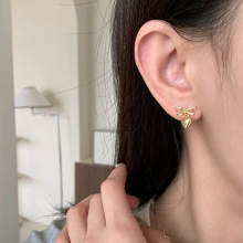 韩版冷淡风光面爱心蝴蝶结耳钉小众独特个性时尚潮流气质百搭耳饰