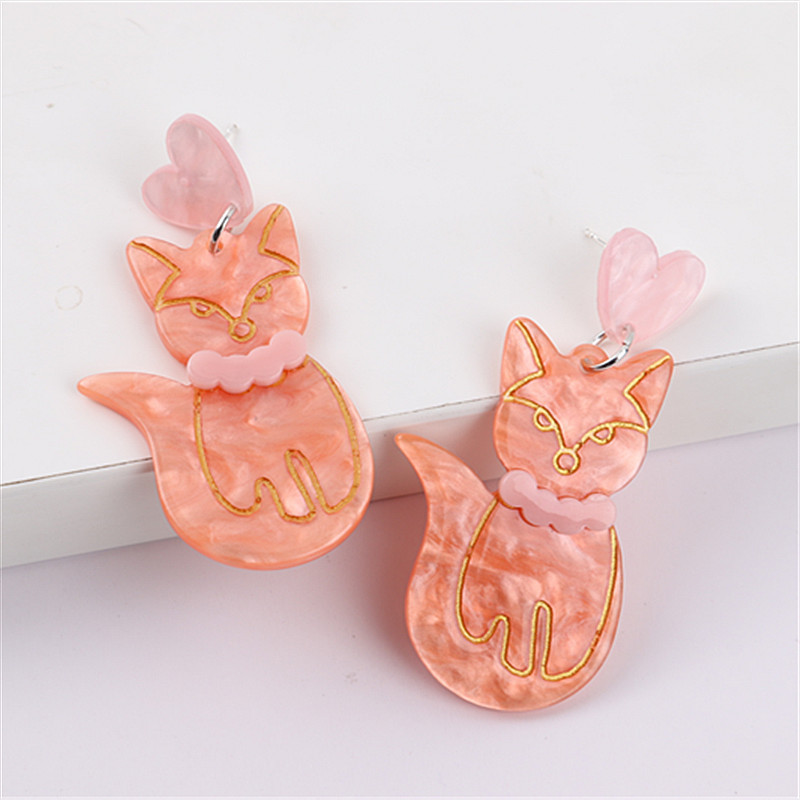 Großhandel Schmuck 1 Paar Cartoon-stil Tier Katze Aryl Tropfenohrringe display picture 3