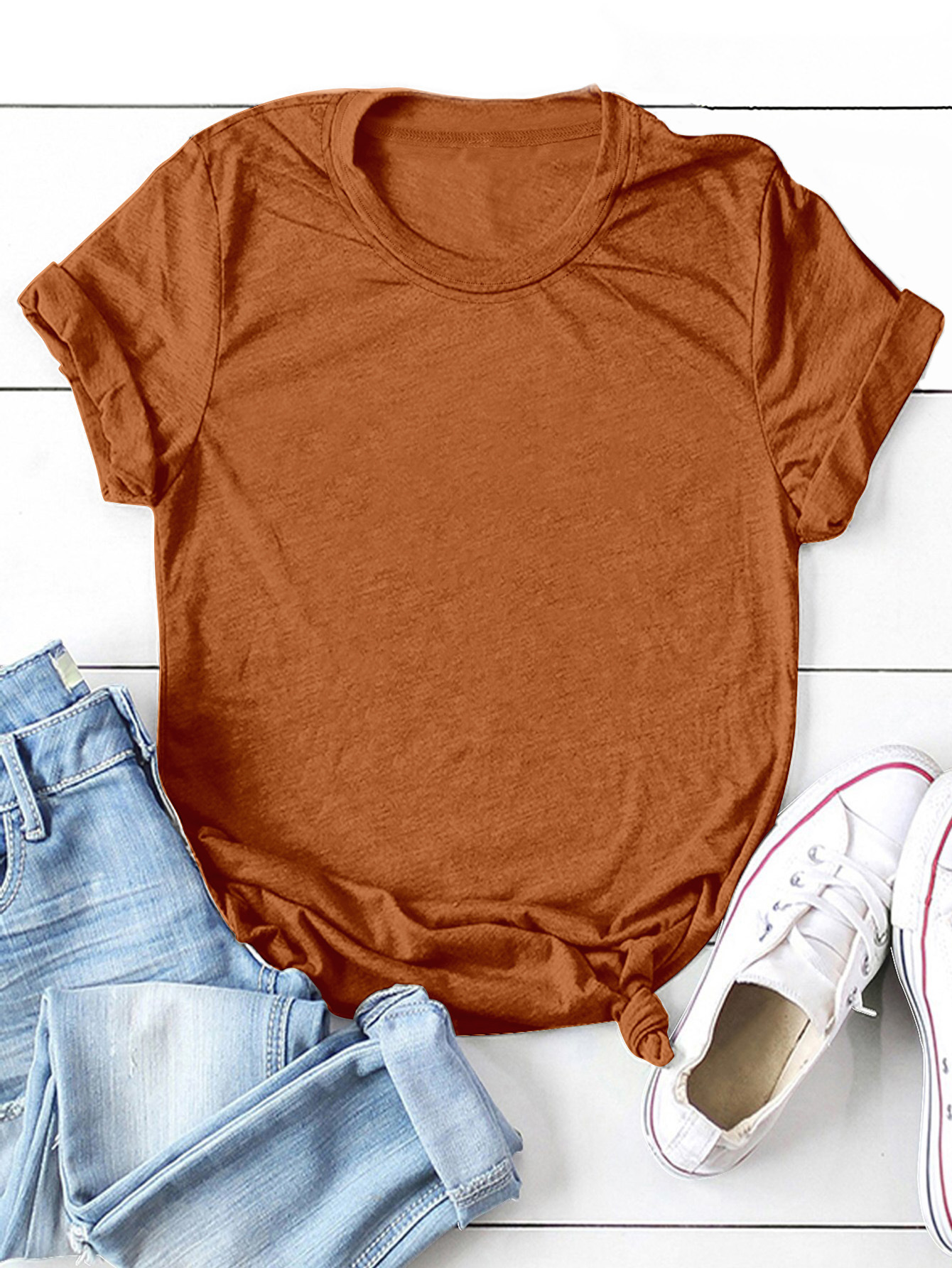 En stock Comercio exterior al por mayor transfronterizo de color sólido en blanco suelta más tamaño manga corta Camiseta hombres y mujeres mismo deseo de Amazon image 30