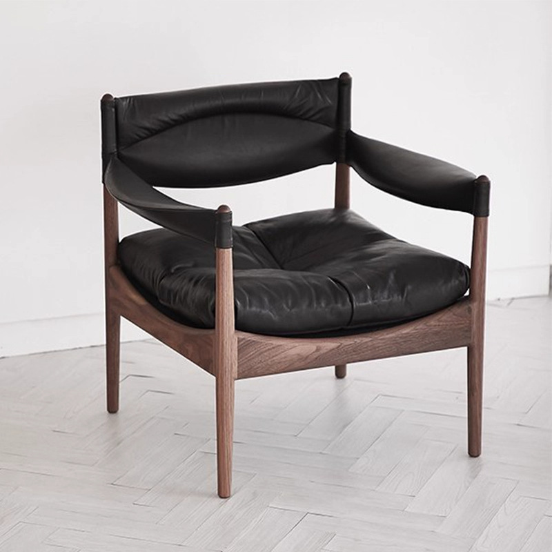 Nordic Single Sofa Chair Designer Hunting Chair Mid-Century Style Living Room Leisure Reception Chair Hotel Room Solid Wood Chair