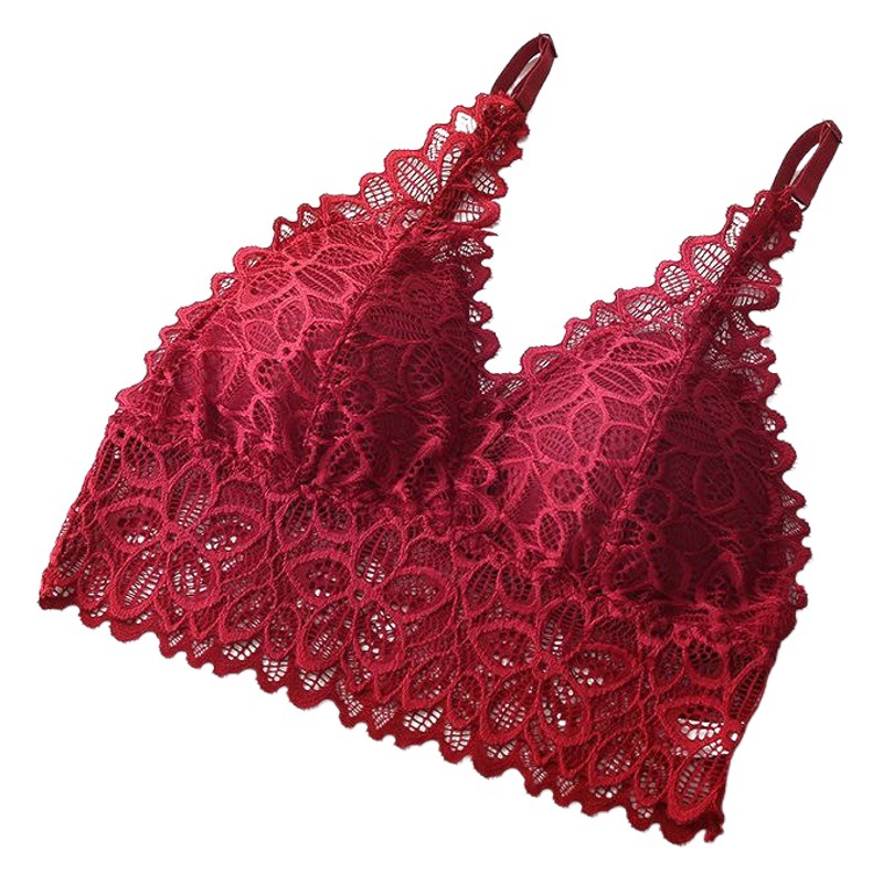 Sujetador de espalda de belleza francés sexy encaje triángulo taza envuelta en el pecho sujetador de las mujeres sin costuras Correa inalámbrica tubo superior ropa interior