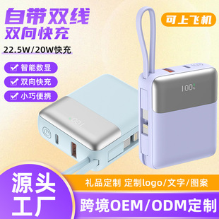 The New Super Fast Charging Comes with a Dual-Wire Power Bank 10000 Mah Portable Compact Lanyard Mobile Power Supply Manufacturer