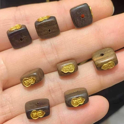Zərgərlik ara hissələri: Silver Gold-Plated Bracelet Necklace - agarwood-cube-joy-gourd-single