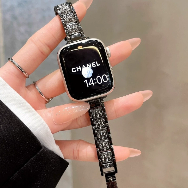 Совместимый ремешок IWATCH9 стальной браслет с драгонами, тонкая трёх-жемчужная Apple Watch 8/7/6/5/4 модель новый SE женская