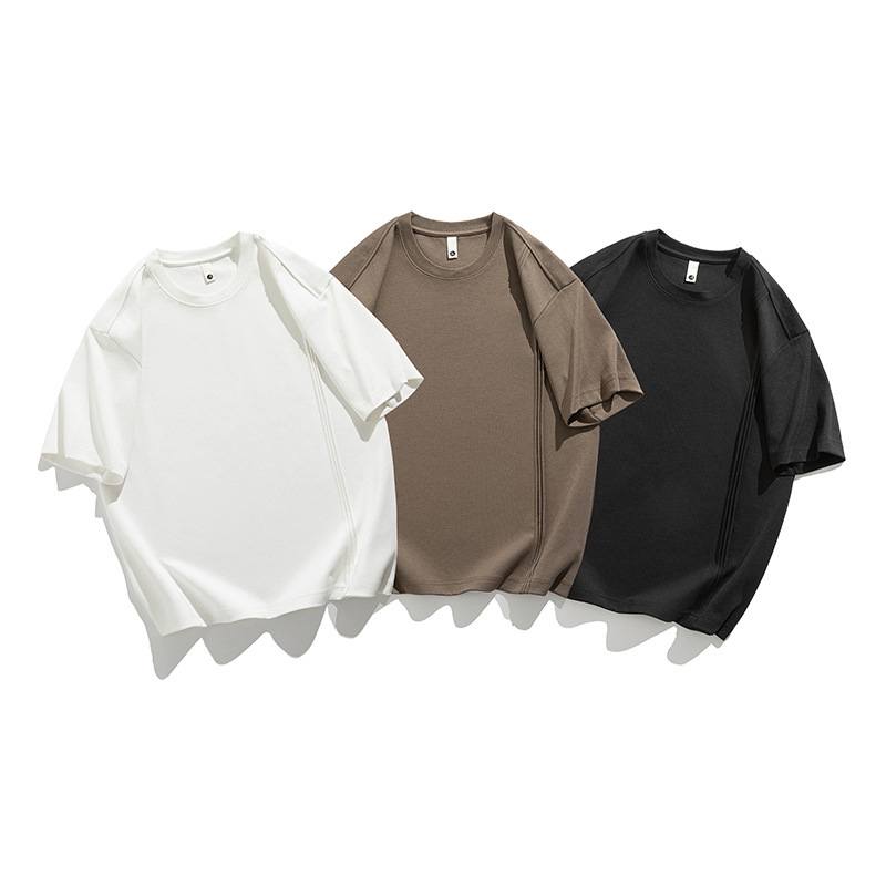 Summer New Heavyweight Short-Sleeved T-Shirt Men's Loose Half-Sleeved Pure Color Bottoming Shirt Trendy Brand Men's High-End Tops