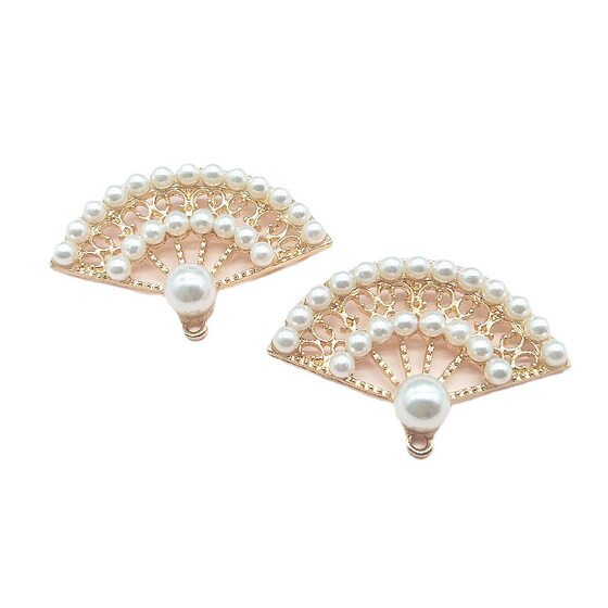 diy handmade jewelry antique fan Pearl alloy Jewelry pendant earrings necklace accessories manufacturers spot wholesale